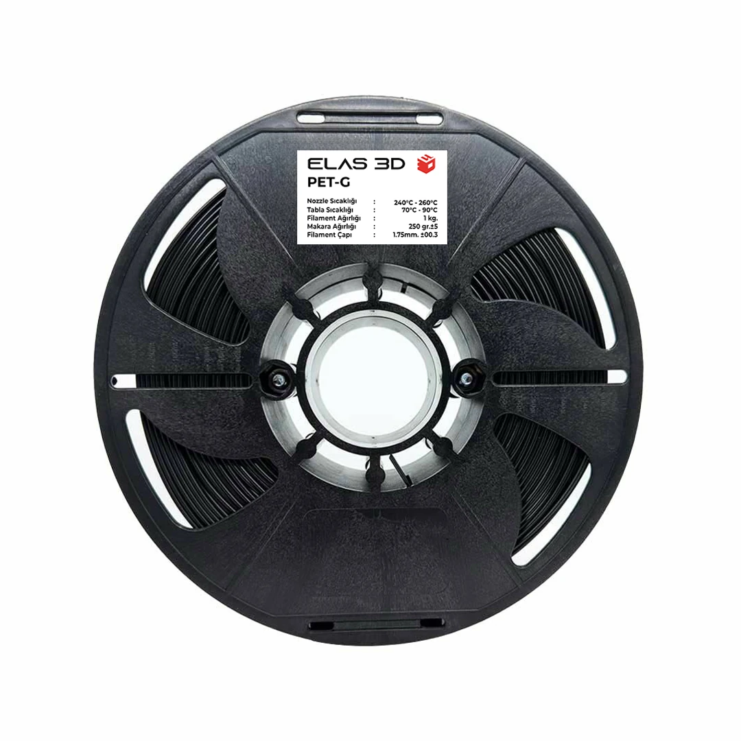 Elas Siyah PET-G Makaralı Filament 1.75mm 1 KG